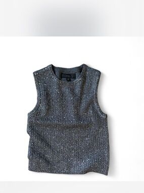 Sleeveless Knit Sparkle Tank Top - Charcoal